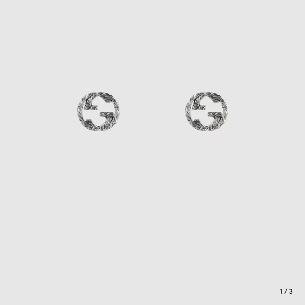 Gucci Interlocking Silver Logo Stud Earrings